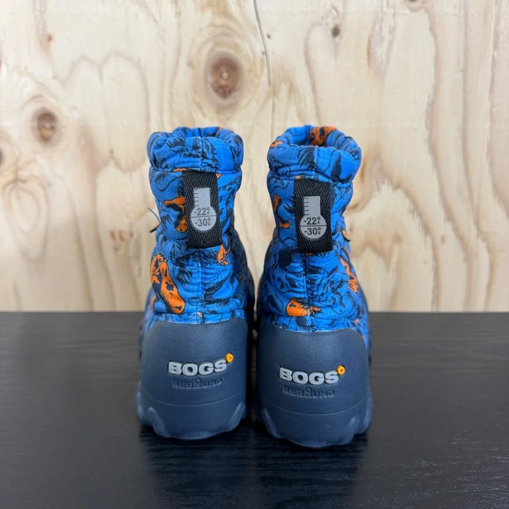 Bogs B-MOC Snow Dino Boots Toddler Size 9 Blue  Waterproof Insulated Faux Fur